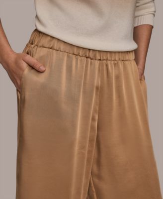 Women's Pull-On Satin Mid Rise Wide Leg Pants