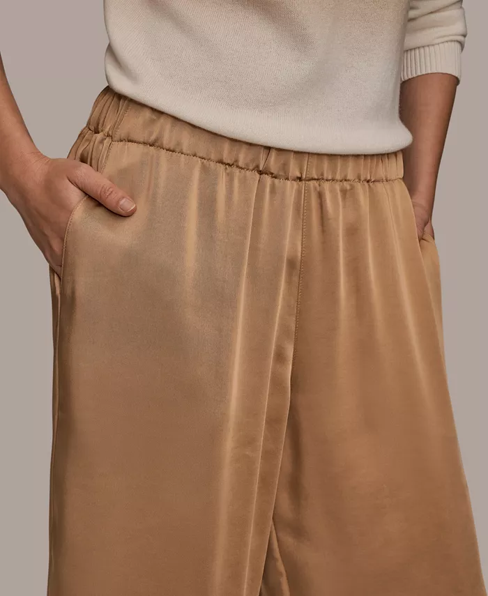 Women's Pull-On Satin Mid Rise Wide Leg Pants - thumbnail 9