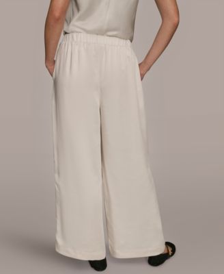 Women's Pull-On Satin Mid Rise Wide Leg Pants