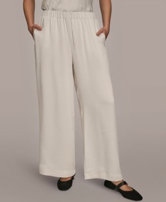 Women's Pull-On Satin Mid Rise Wide Leg Pants