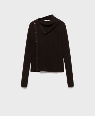 Women's Asymmetrical Neck And Buttons Sweater