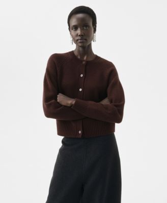 MANGO - Women's Chunky Knit Wool-Blend Cardigan