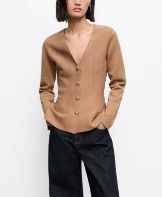 MANGO - Women's Fitted Knitted Buttons Jacket