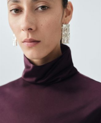 Women's High Collar Satin Blouse