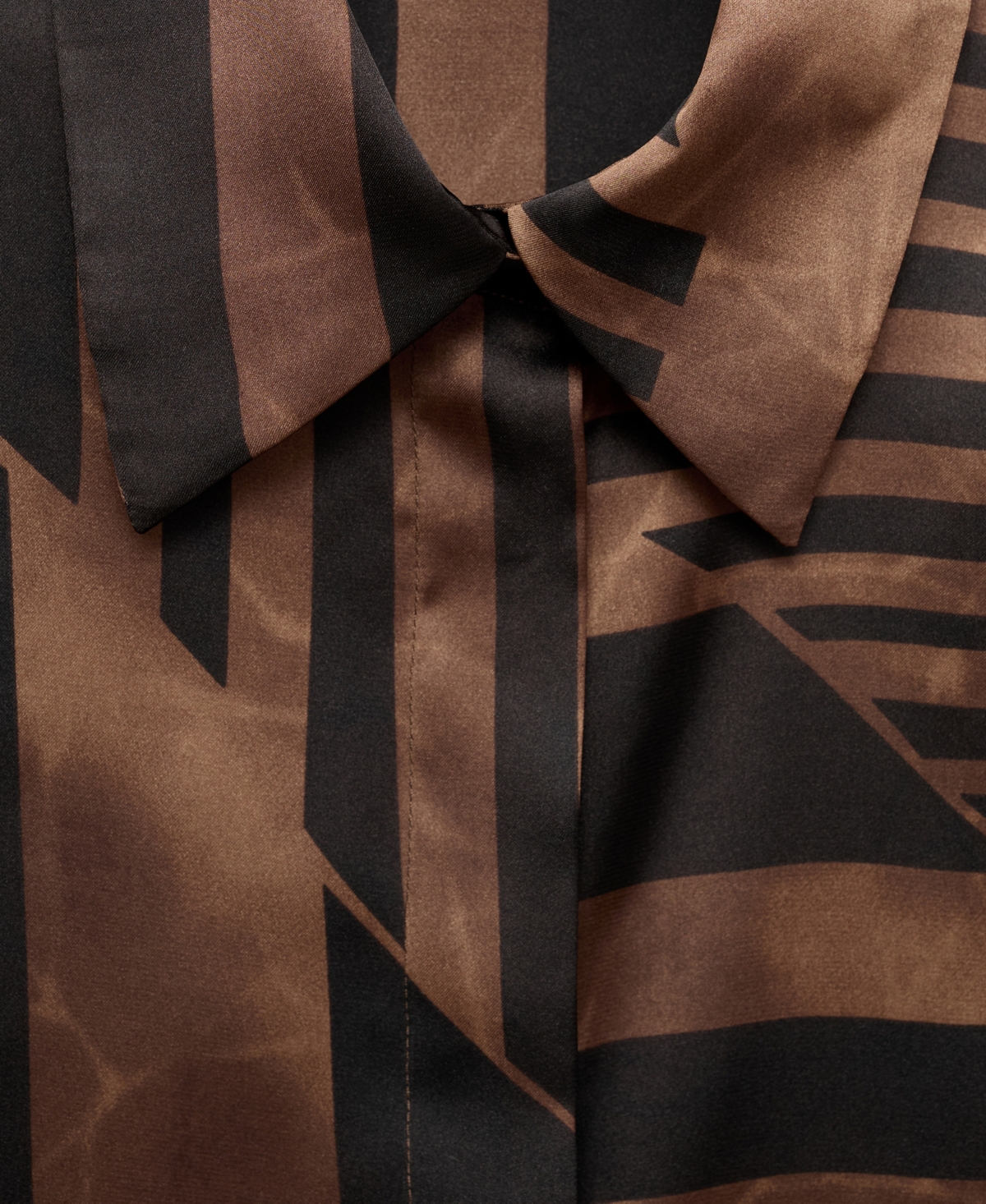 Mango Women's Striped Satin Blouse In Brown