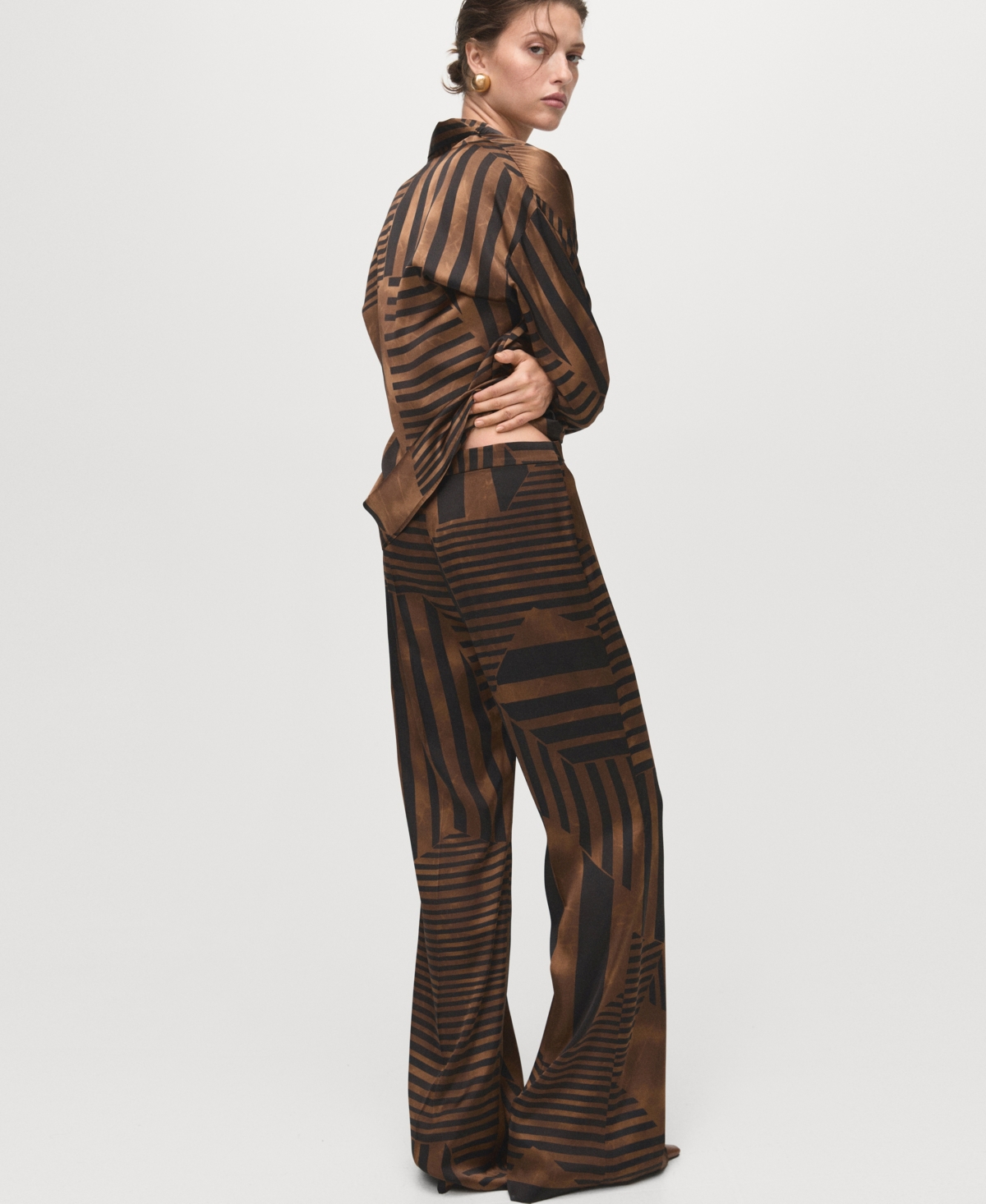 Mango Women's Satin Striped Pants