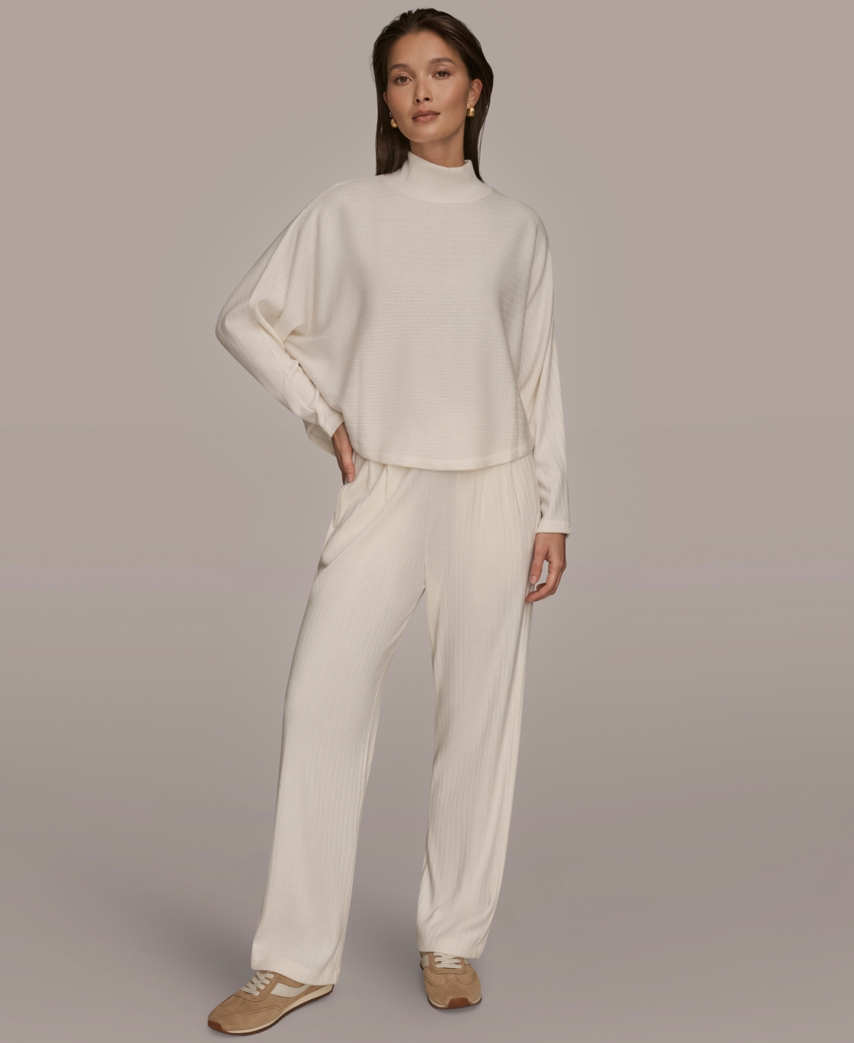 Donna Karan Weekend Women's Mock Neck Crop Top In White