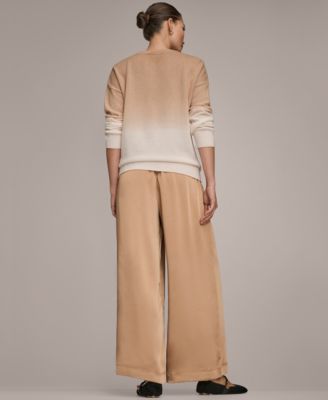 Donna Karan Weekend Donna Karen Weekend Womens Long Sleeve Cashmere Blend Dip Dyed Sweater Pull On Pants In Brown