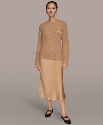 Women's Long Sleeve Waffle Stitch Sweater