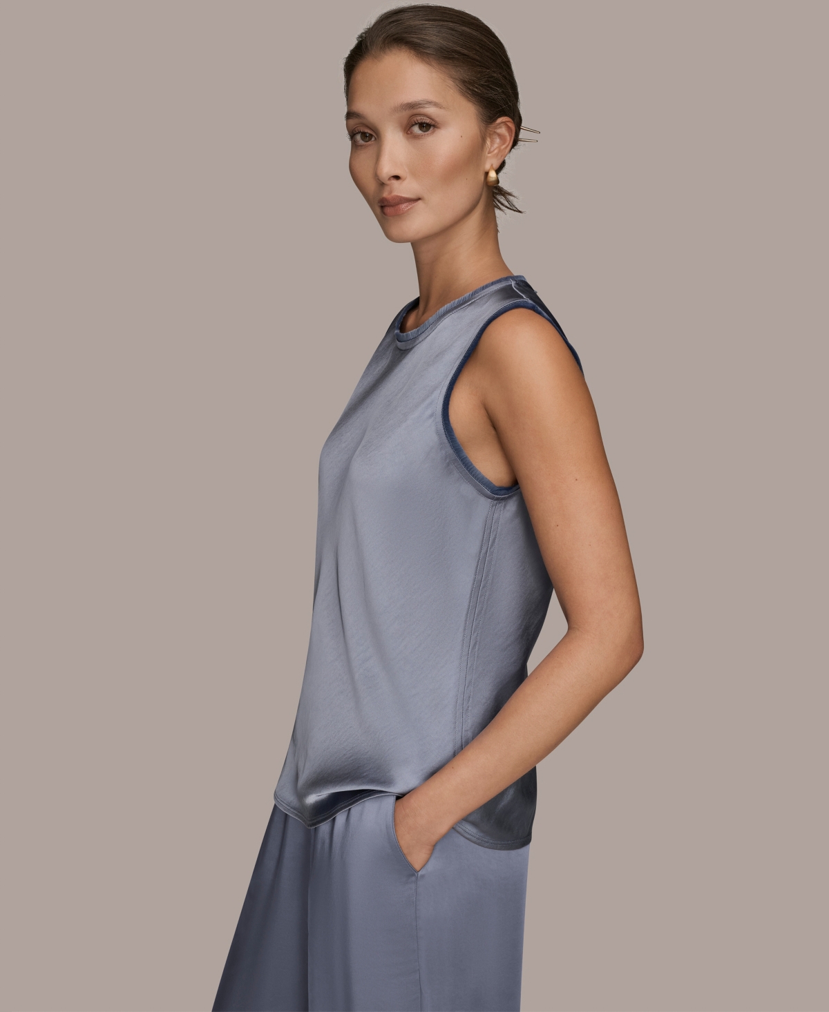 Donna Karan Weekend Women's Sleeveless Tank Top In Gray