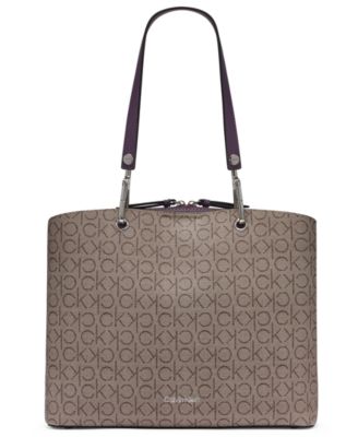 Garnet Signature Triple Compartment Large Top Zipper Tote Bag