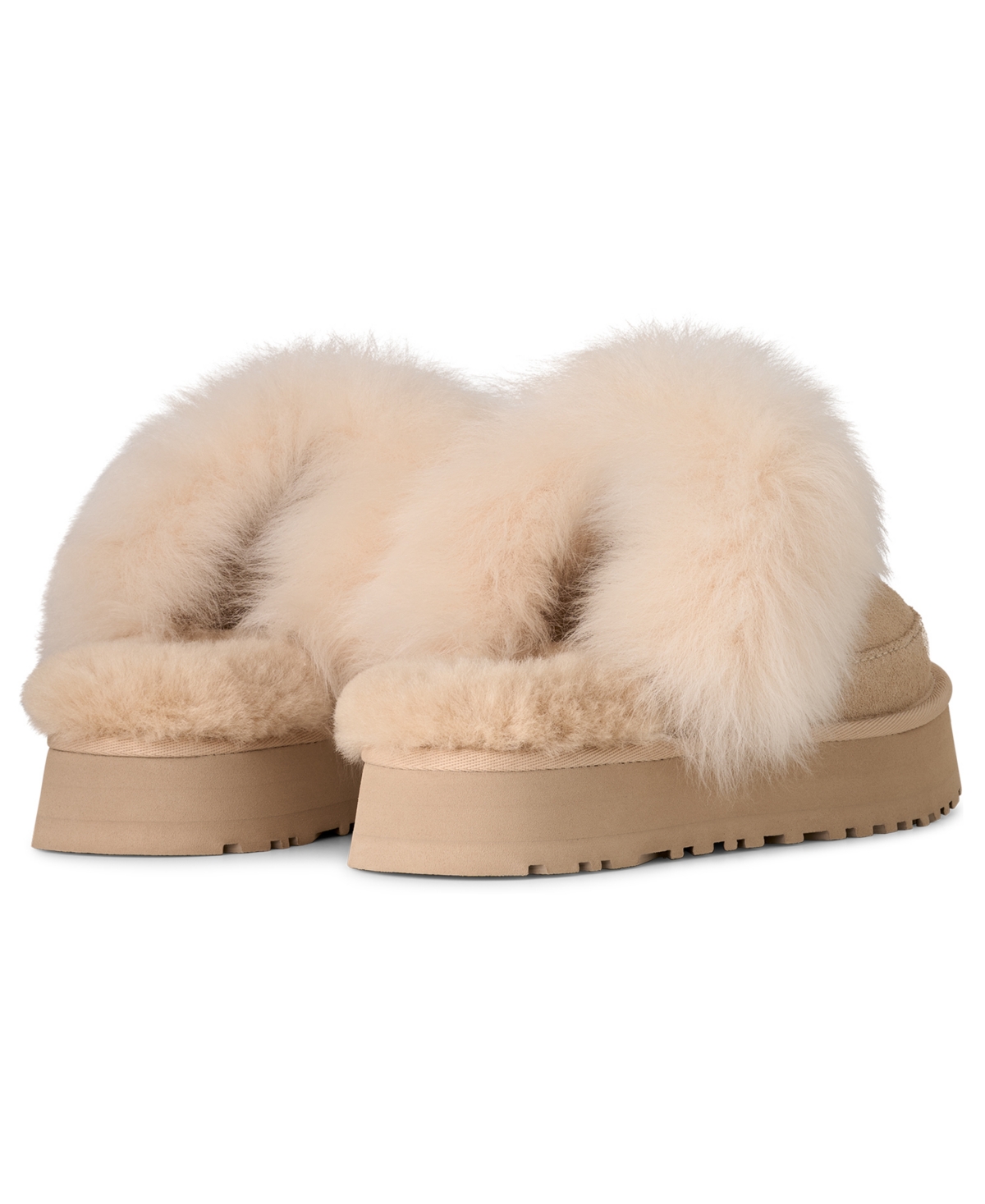 Ugg Sandcastle Suede Slip-on Flats With Plush Shearling Collar In Neutral