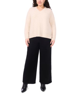 Plus Size V-Neck High Low Hem Sweater