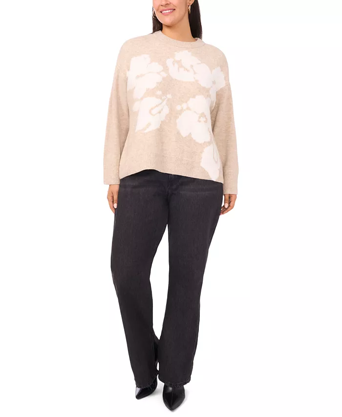 Plus Size Flower Motif Crewneck Sweater - thumbnail 7