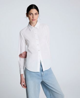 Kenneth Cole - Women's Solid Poplin Button Front Shirt