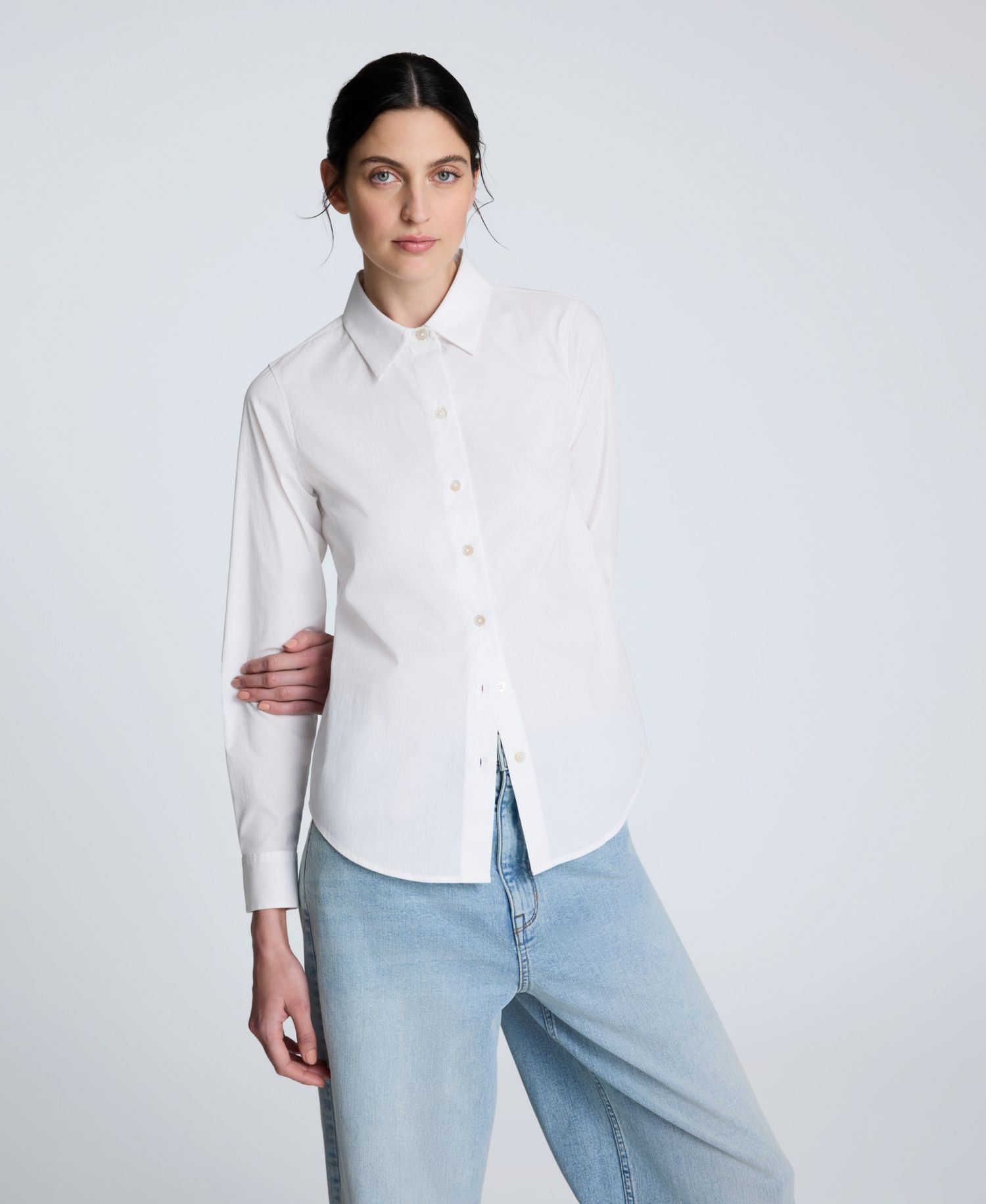Women's Solid Poplin Button Front Shirt