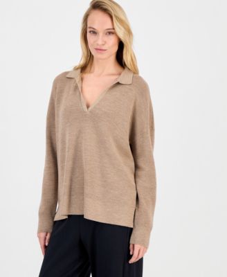 Eileen Fisher - Women's Wool Classic-Collar Henley Sweater