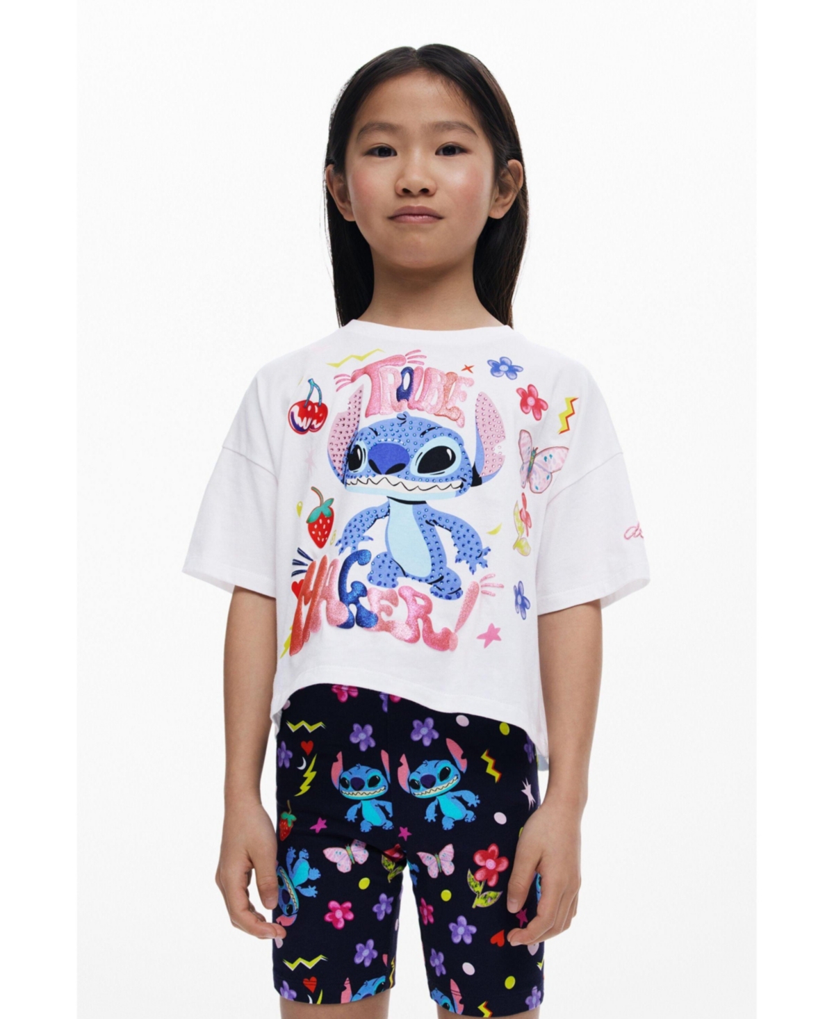 Desigual Girls Girls's Stitch Cycling Leggings In Blue