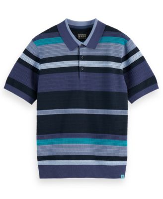 Men's Knitted Striped Regular-Fit Polo Shirt