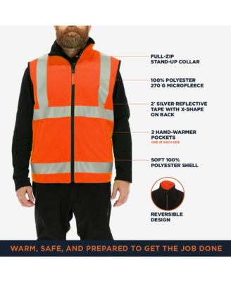 Big & Tall Hi Vis Reversible Softshell Vest - Water-Resistant, Insulated, High-Visibility Safety Work Gear