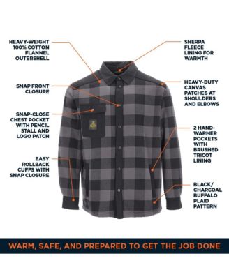 Men's Heavyweight Flannel Work Shirt - Warm Durable Button-Up Shirt