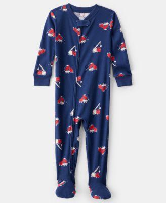 Carter's - Baby Boys Navy Printed Footed Long-Sleeve One Piece Pajama
