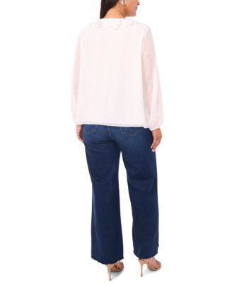 Plus Size Ruffle Front Long Sleeve Top