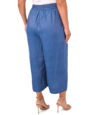 Plus Size Smocked Waist Wide Leg Pants