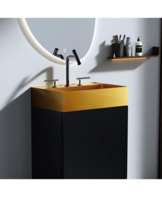 20"x14" Brushed Gold Stainless Steel Bathroom Sink - 3 Faucet Holes