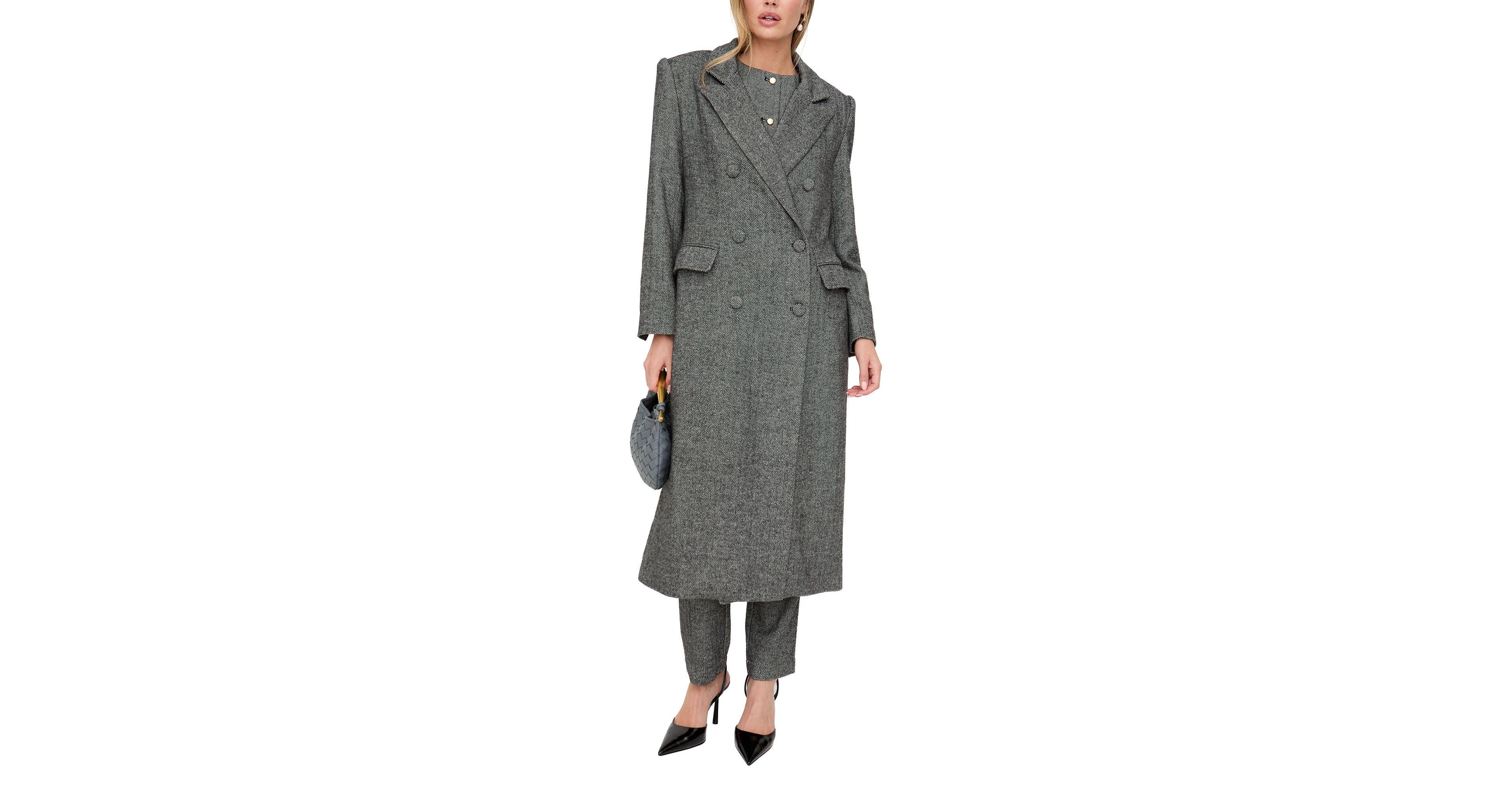 Lily and Lionel London Women's Jakki Tailored Herringbone Print Coat