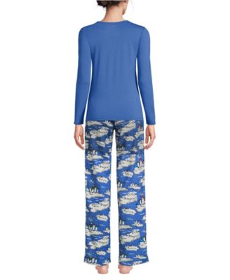Women's Pajama Gift Set - Knit Long Sleeve Top and Flannel Pants