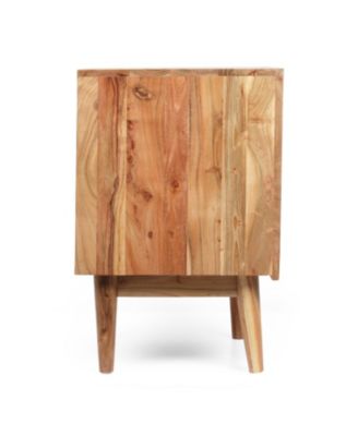 1-Piece, Mango Wood, Hand-Carved Detail, Boho Style, Nightstand