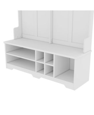 Streamdale Hall Tree Coat Rack Shoe Cubby Storage - White