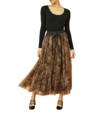 Women's Mesh Heart Print Tulle Skirt