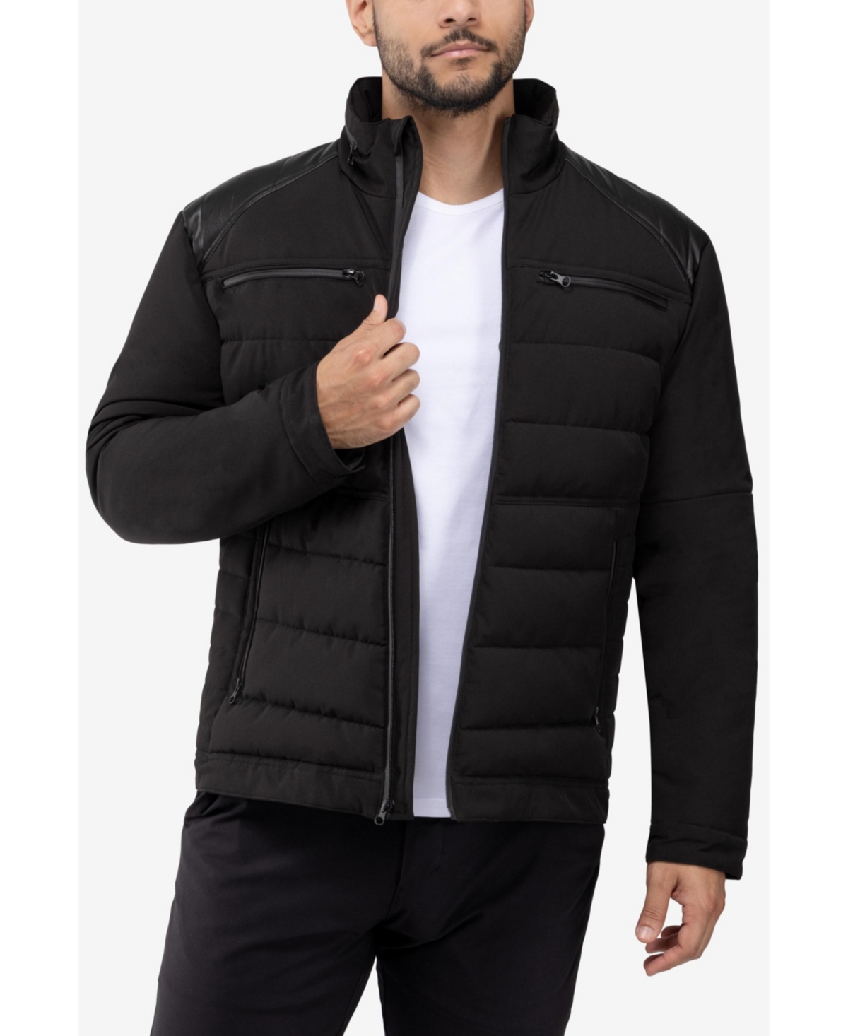 Xray Men's Puffer Jacket With Pu Shoulder