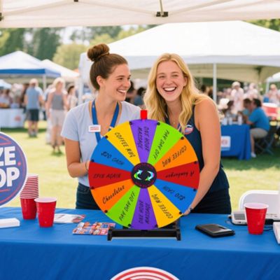 24" DIY Modular Prize Wheel Spinning Game Tabletop 12 Slots Dry Erase for Carnival Spinner Game Events School