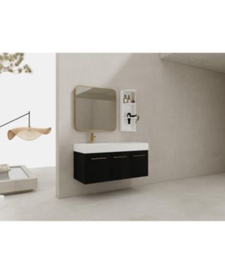  48" Wall-Mount Vanity, Resin Left Basin, KD-Package