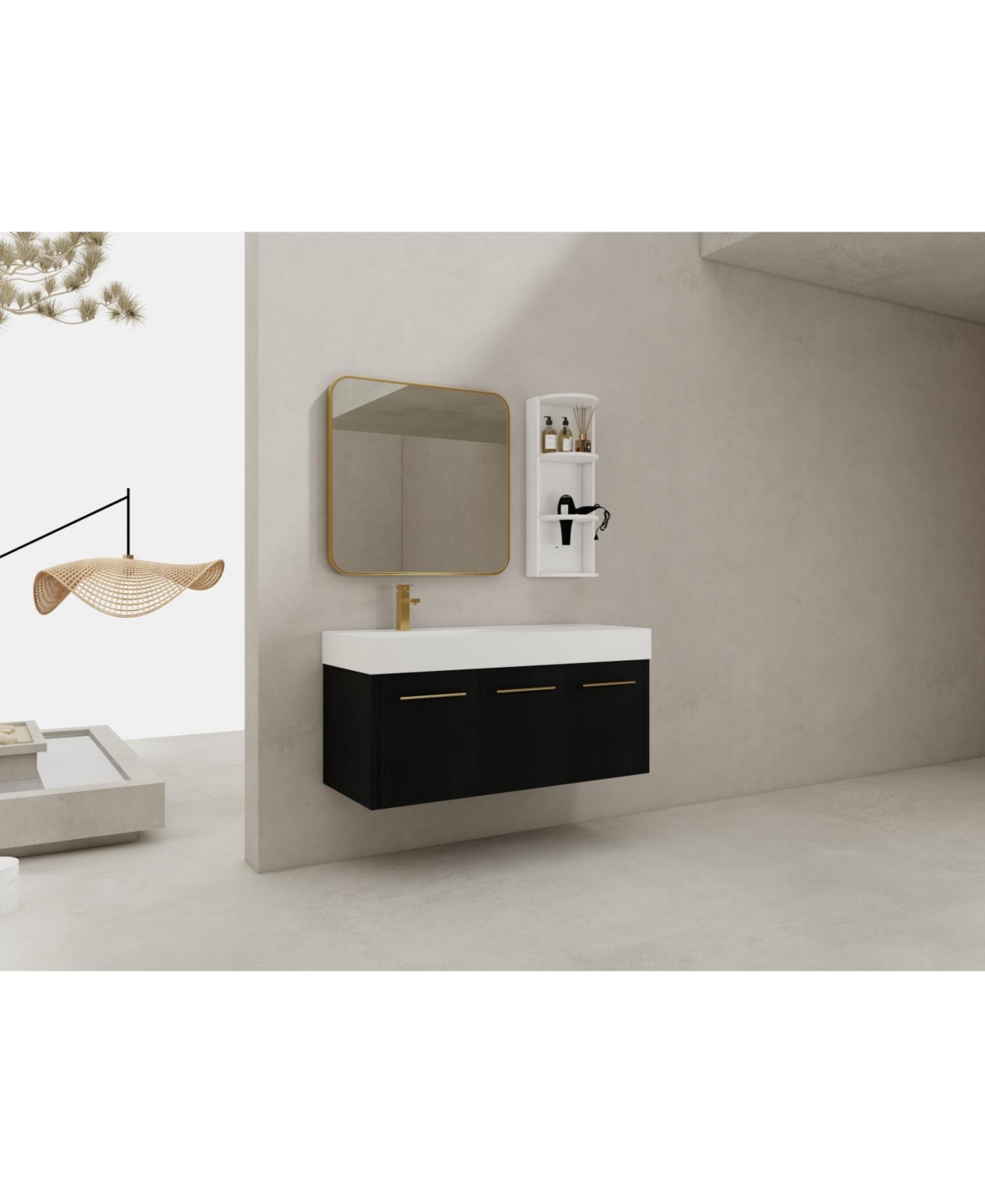 Streamdale 48" Wall-Mount Vanity, Resin Left Basin, Kd-Package