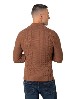 Men's Organic Mock Neck Cable Sweater