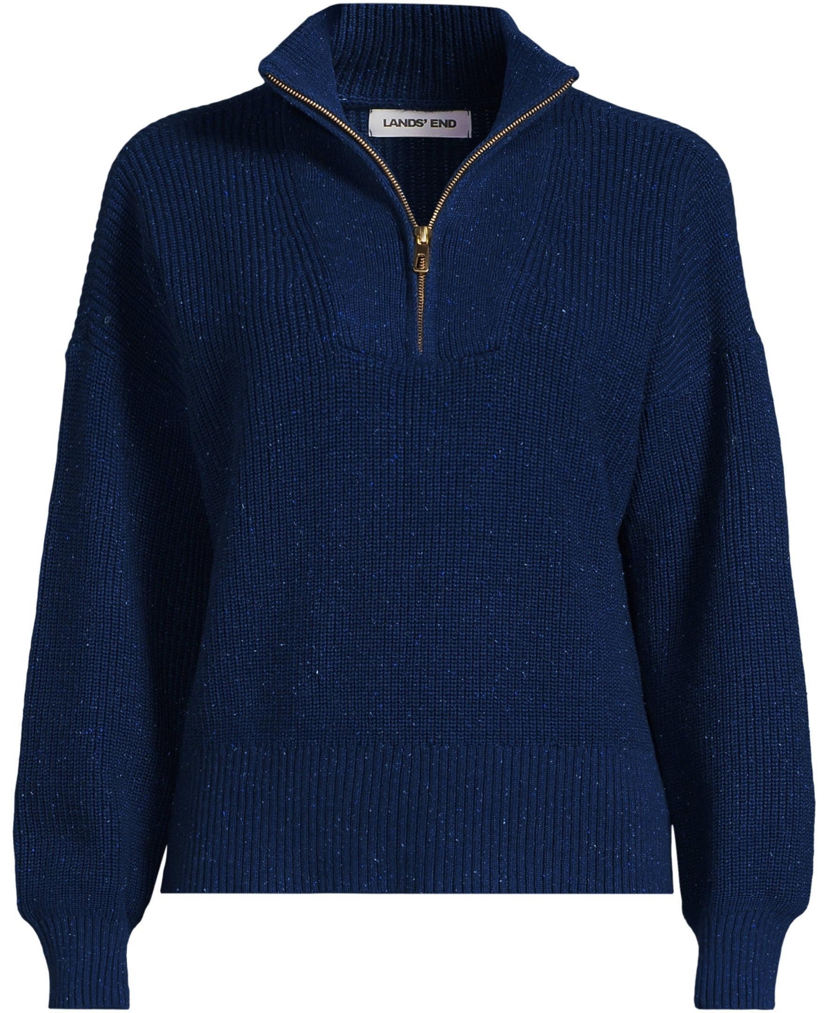 Lands' End Women's Petite Drifter Shaker Wedge Quarter Zip Sweater