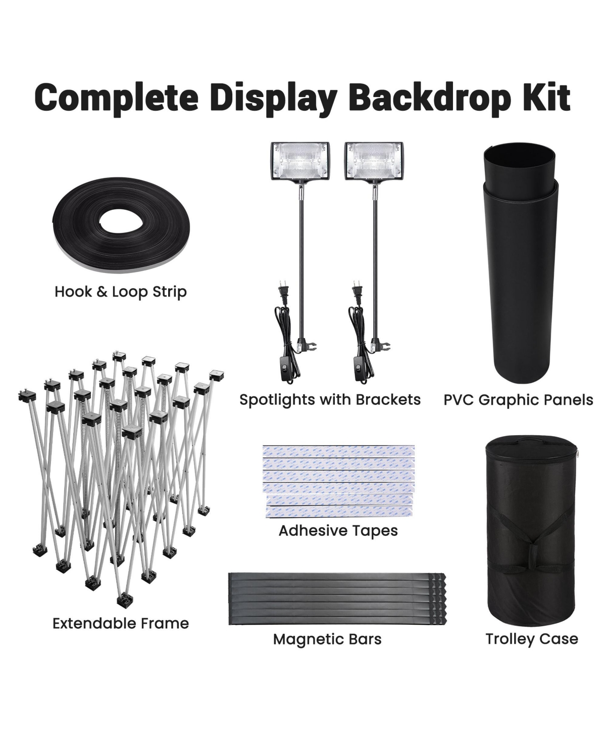 InstaHibit 10x8 Ft Pop Up Backdrop Booth Stand w/ 33"x79" Roll Up Banner Stand