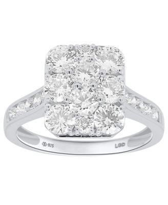 Forever Grown Diamonds Lab-Grown Diamond Ring (2 ct. t.w.) in 14K Gold-Plated Sterling Silver - Sterling Silver