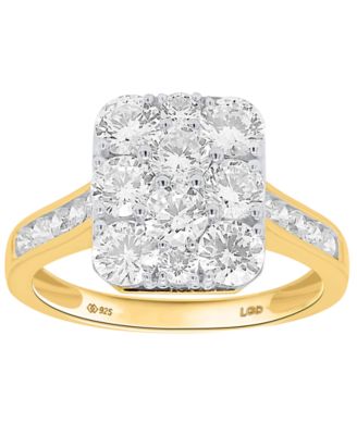 Forever Grown Diamonds - Lab-Grown Diamond Ring (2 ct. t.w.) in 14K Gold-Plated Sterling Silver