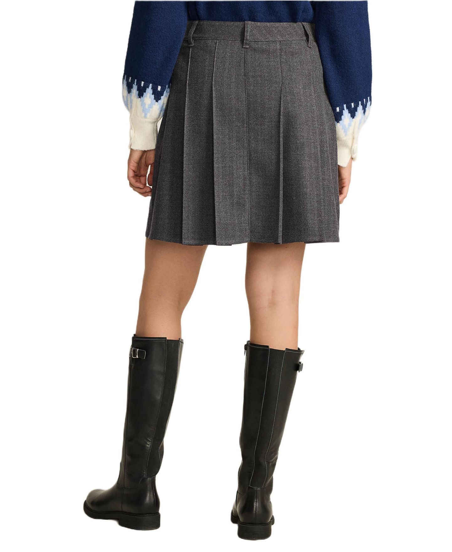 Женская юбка Lands' End Brushed Flannel Pleated Mini, цвет: Тёмный серый — фото 3