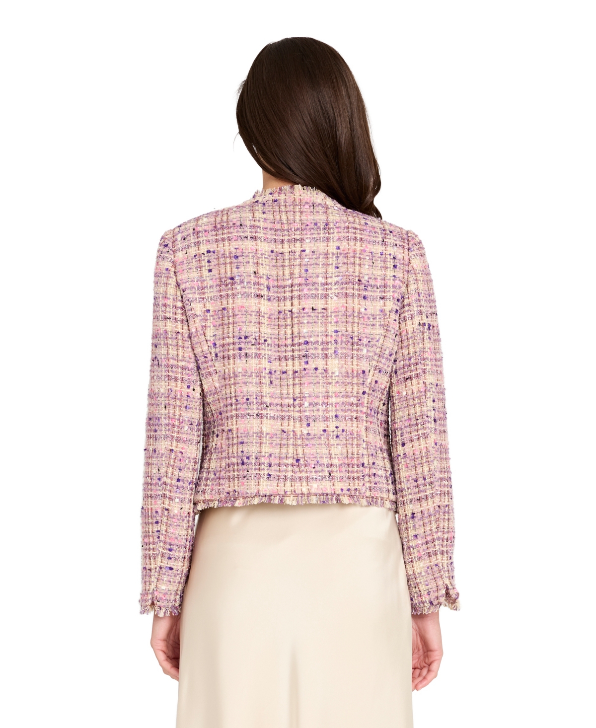 Tahari Asl Petite Boucle Collarless Jacket In Multi