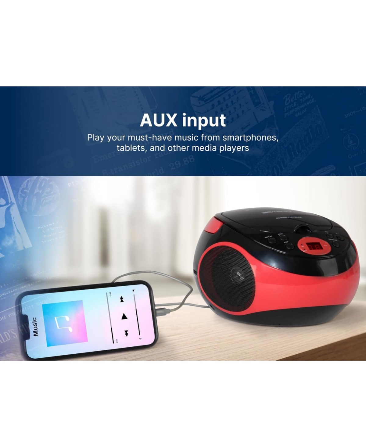 Emerson Epb-3000 Portable Cd Player with Am/Fm Radio, Programmable Memory, Dual Stereo Speakers