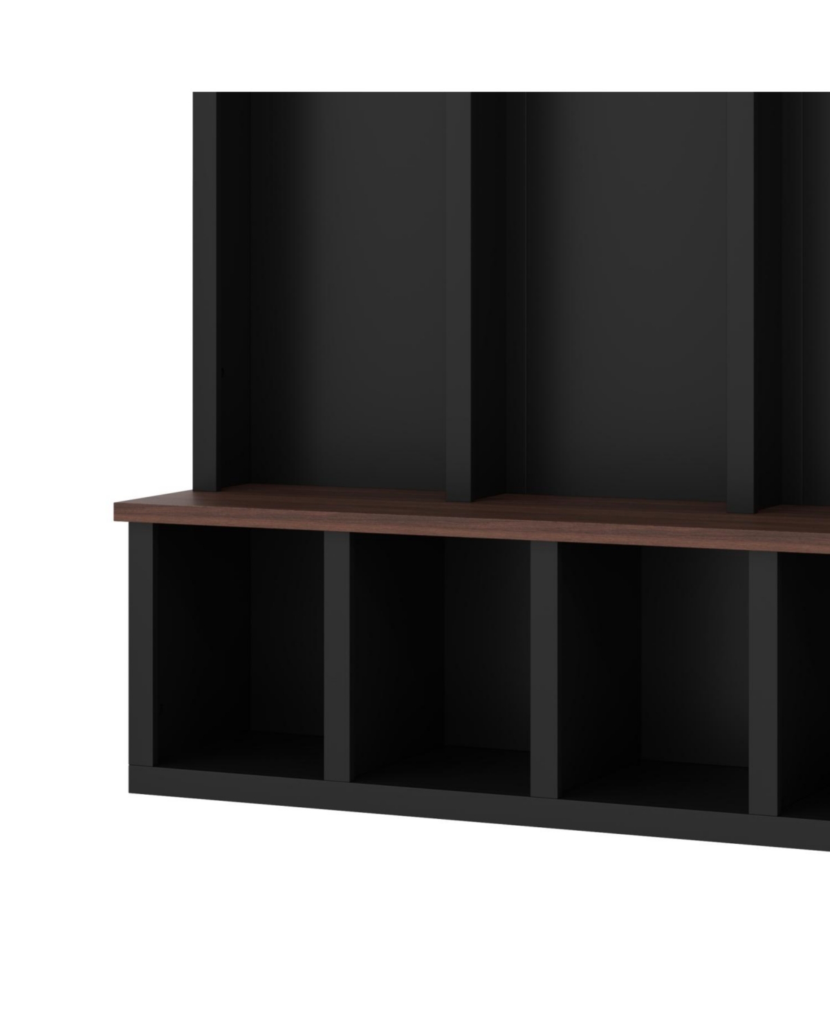 Streamdale Farmhouse Hall Tree Bench Shoe Cabinet - Walnut & Black