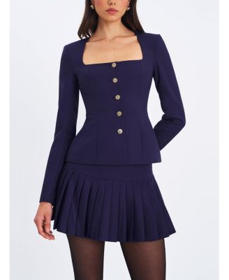 Women's Skyla Indigo Square Neckline Peplum Blazer