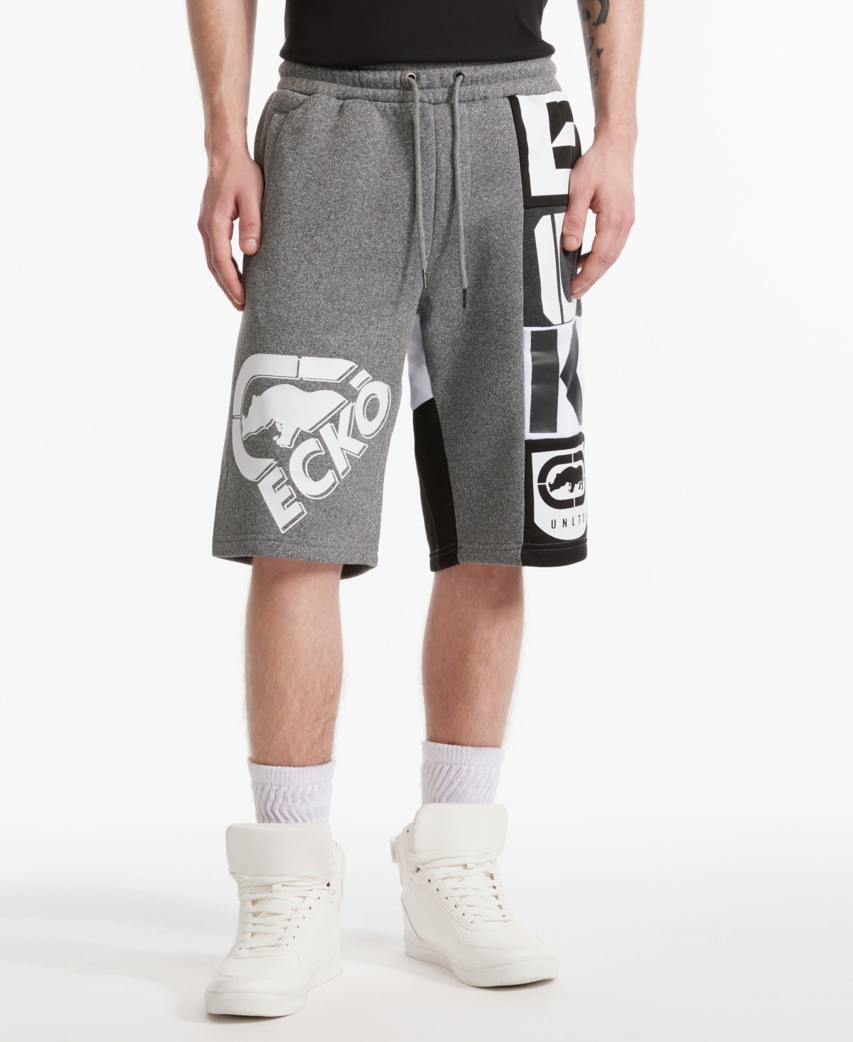 Ecko Unltd Men's Square Up To Fleece Shorts In Gray