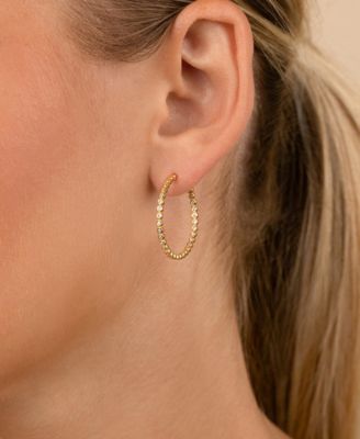 Sterling Silver Bezel Statement Bubble Hoops - 1"